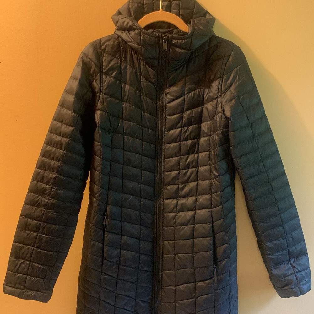 The North Face Black Thin Quilted Coat With Hood Size Small